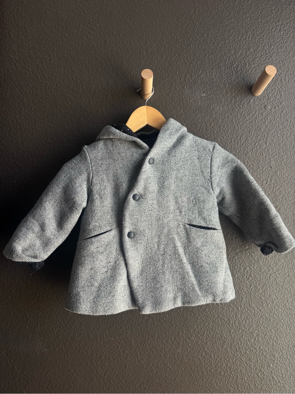 Zara Kids Toddler Gray Hooded Wool-Blend Coat